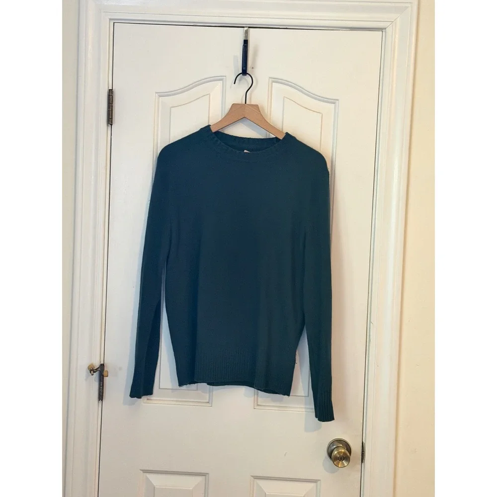 J. Crew | Rugged Merino Wool Blend Sweater Medium Green Crewneck Knit BA283